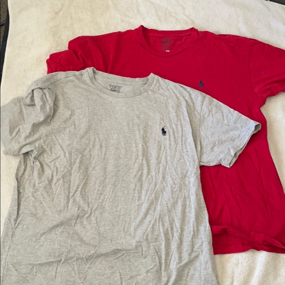 Set of 2 Polo 100% cotton red & gray medium